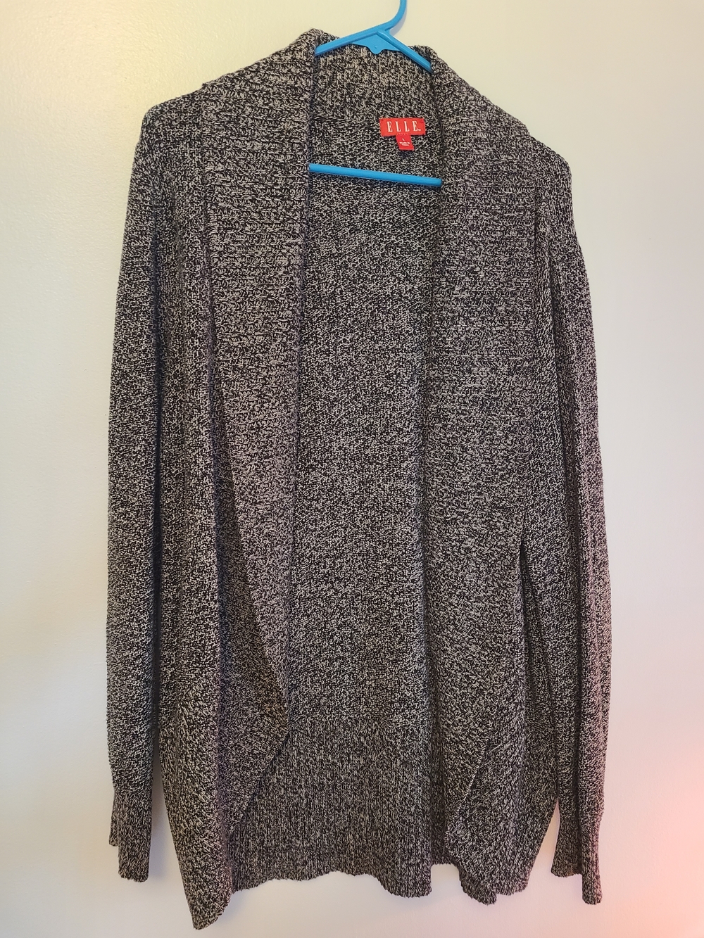 Elle Black & White Marled Open-Front Cardigan